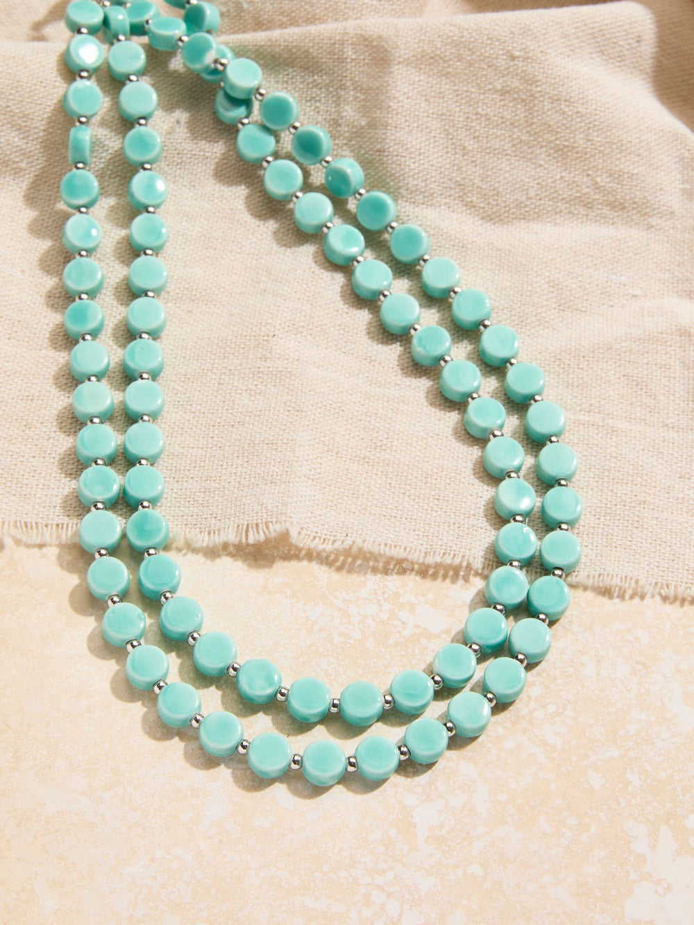 Turquoise Blue Double Layered Beaded Necklace