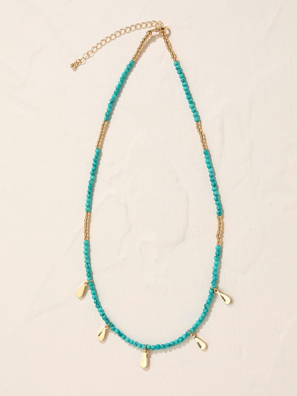 Turquoise Blue Beaded Charm Necklace