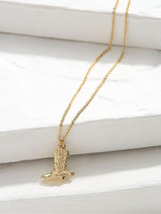 Gold Tone Cowboy Boot Pendant Necklace