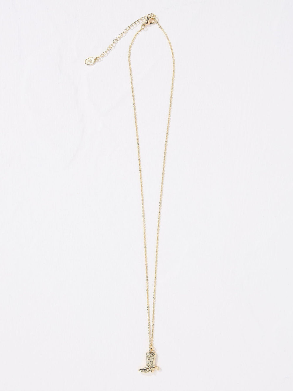 Gold Tone Cowboy Boot Pendant Necklace
