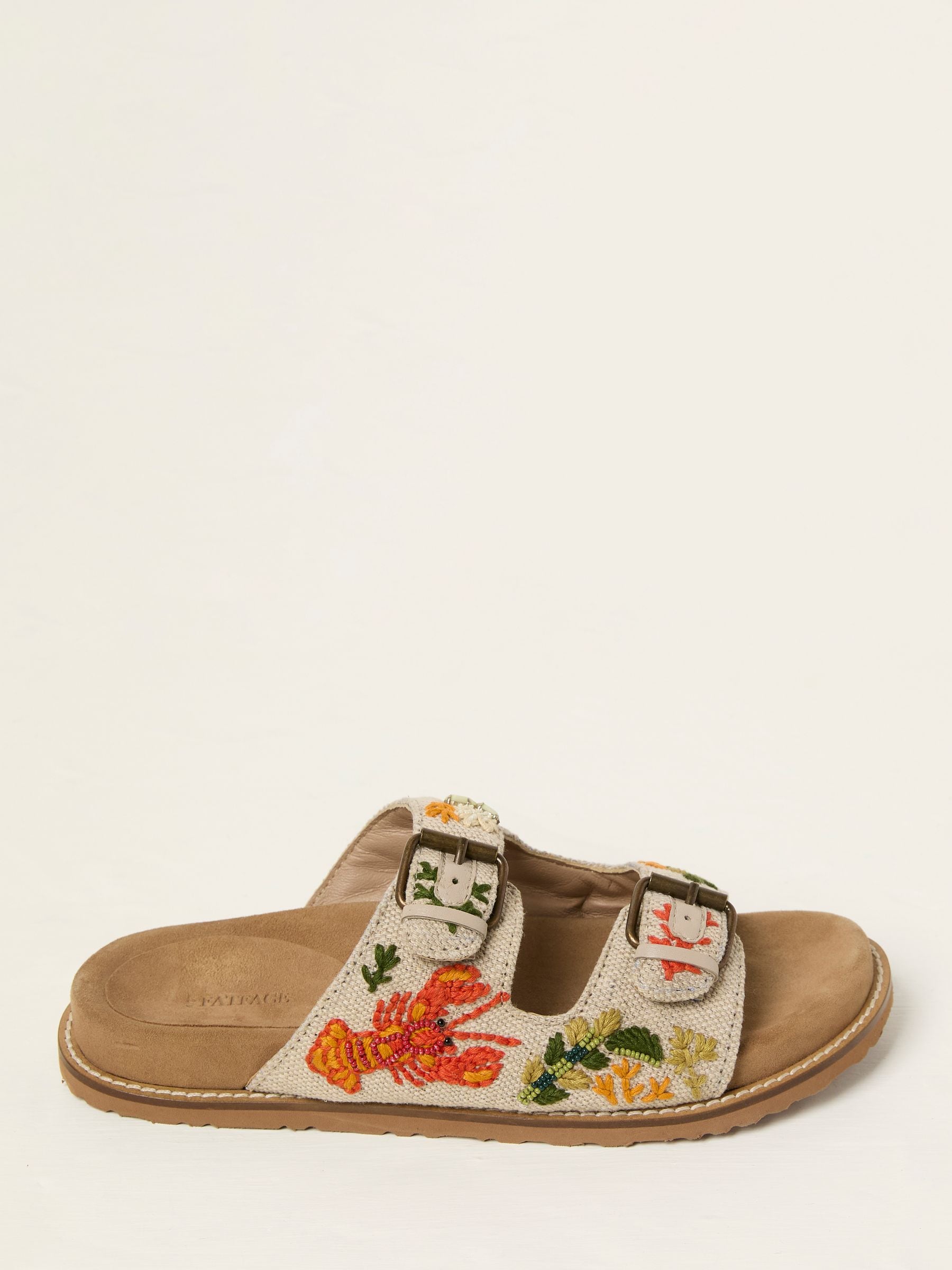 Ivory Lobster Embroidered Meldon Sandal
