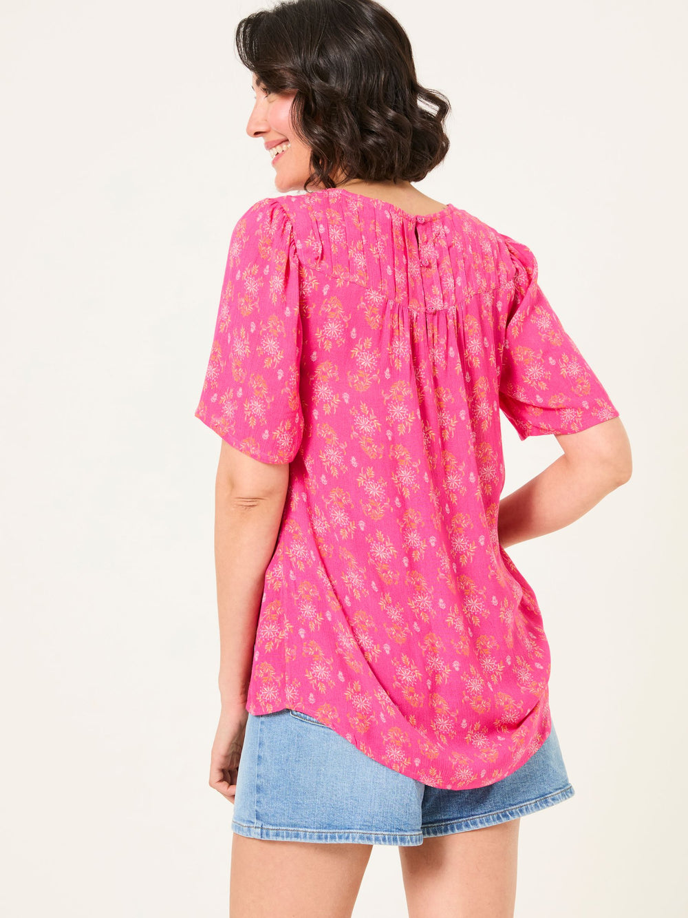 Lyndy Mid Pink Floral Block Blouse
