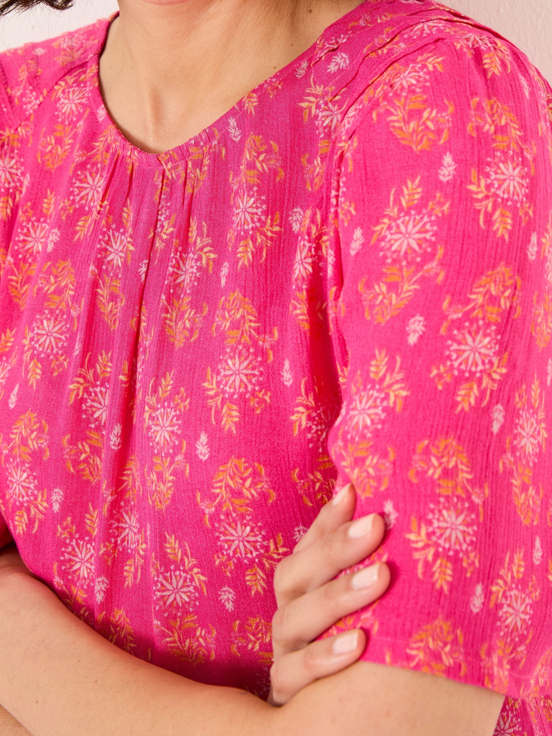 Lyndy Mid Pink Floral Block Blouse