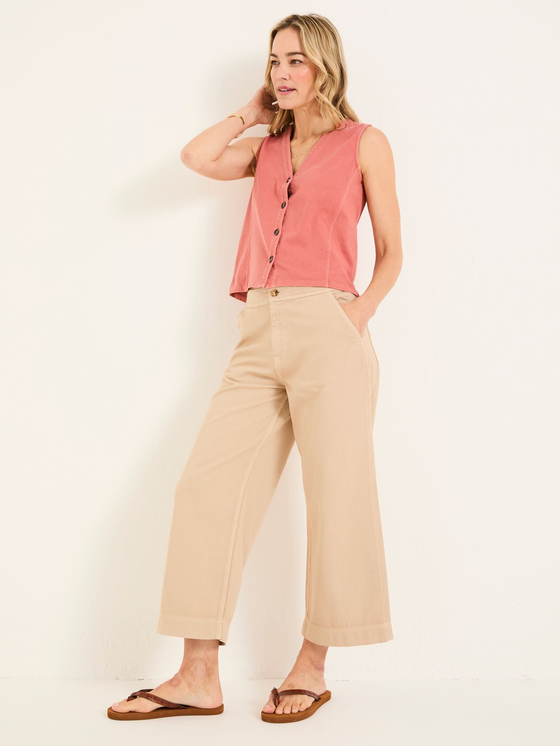 Hove Stone Wide Leg Crop Jeans