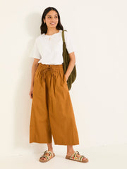 Aubrey Tan Brown Wide Leg Crop Trouser