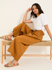 Aubrey Tan Brown Wide Leg Crop Trouser