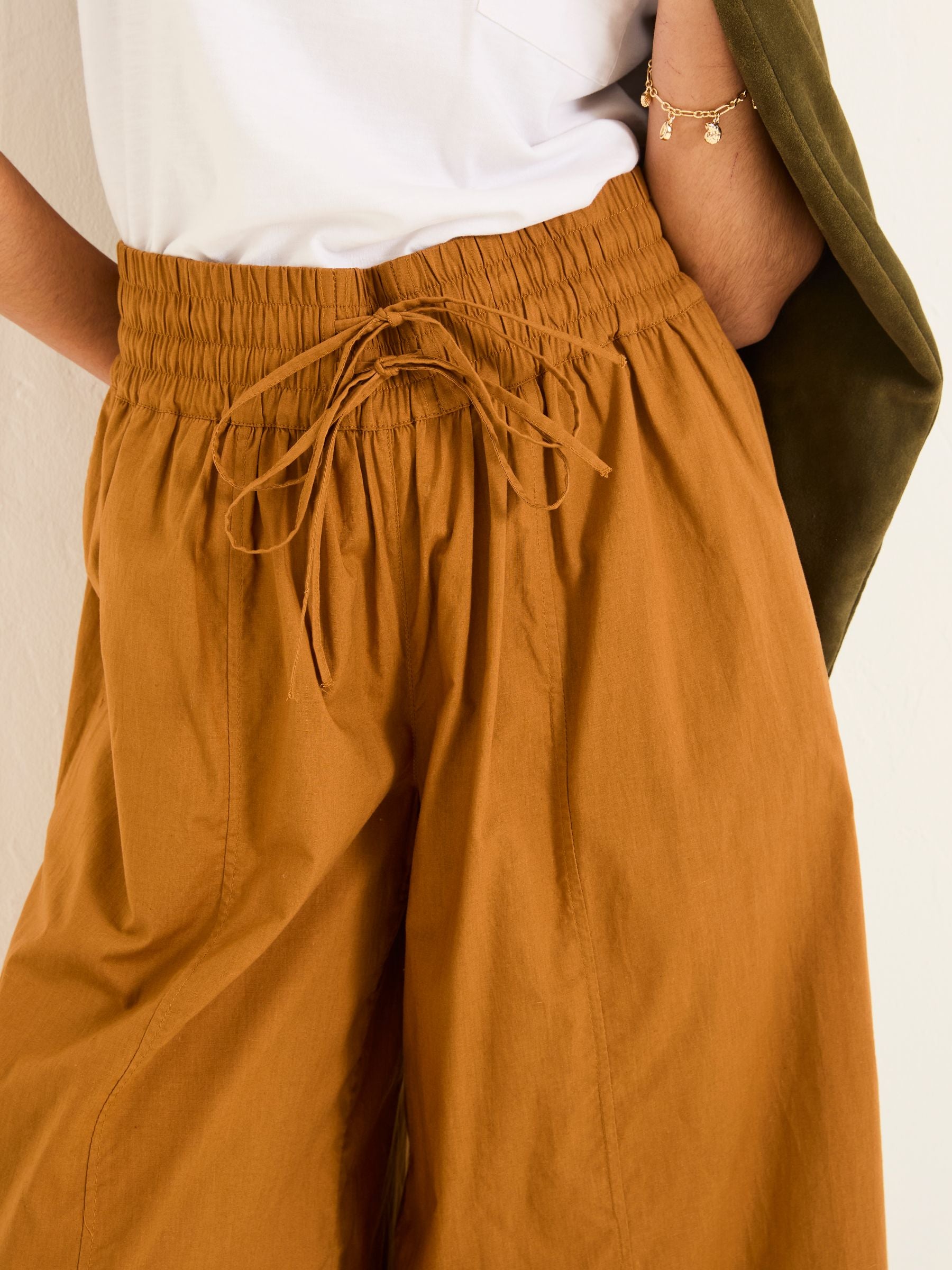 Aubrey Tan Brown Wide Leg Crop Trouser
