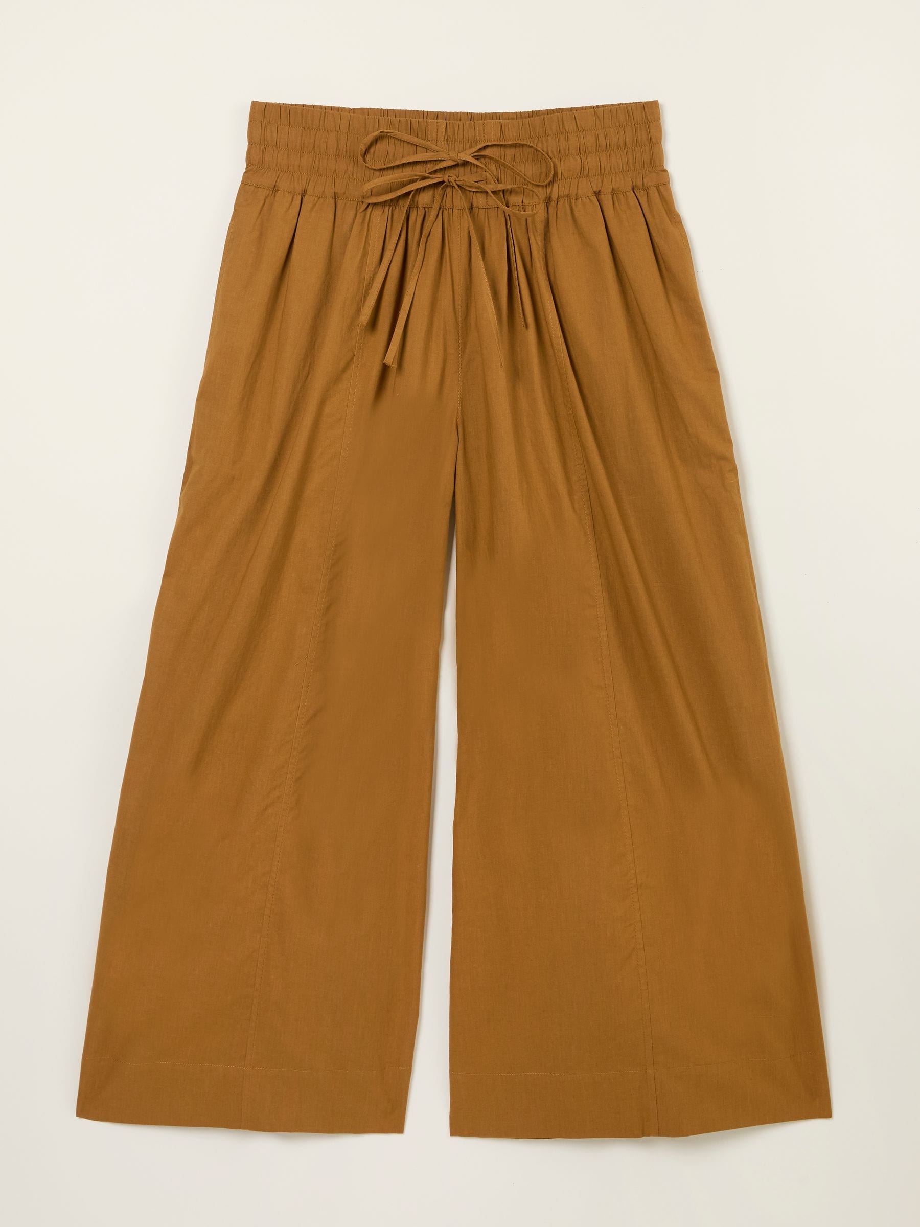 Aubrey Tan Brown Wide Leg Crop Trouser