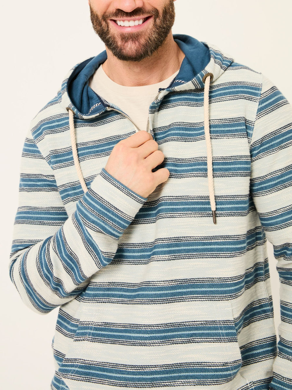 Trescowe Blue Stripe Half Zip Sweat