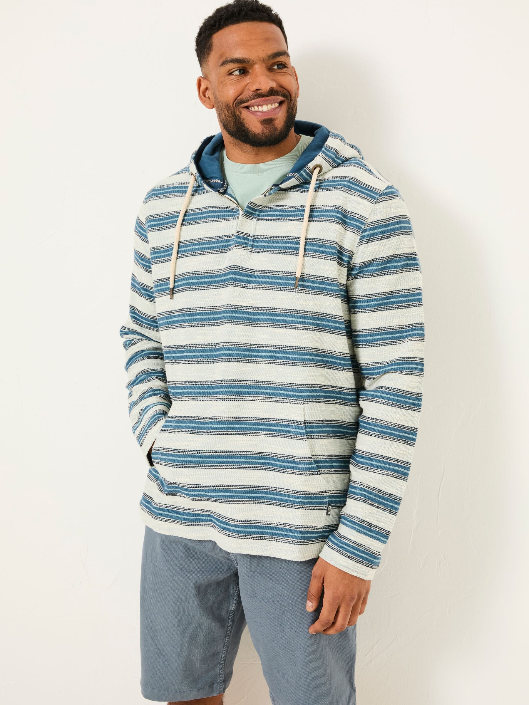 Trescowe Blue Stripe Half Zip Sweat