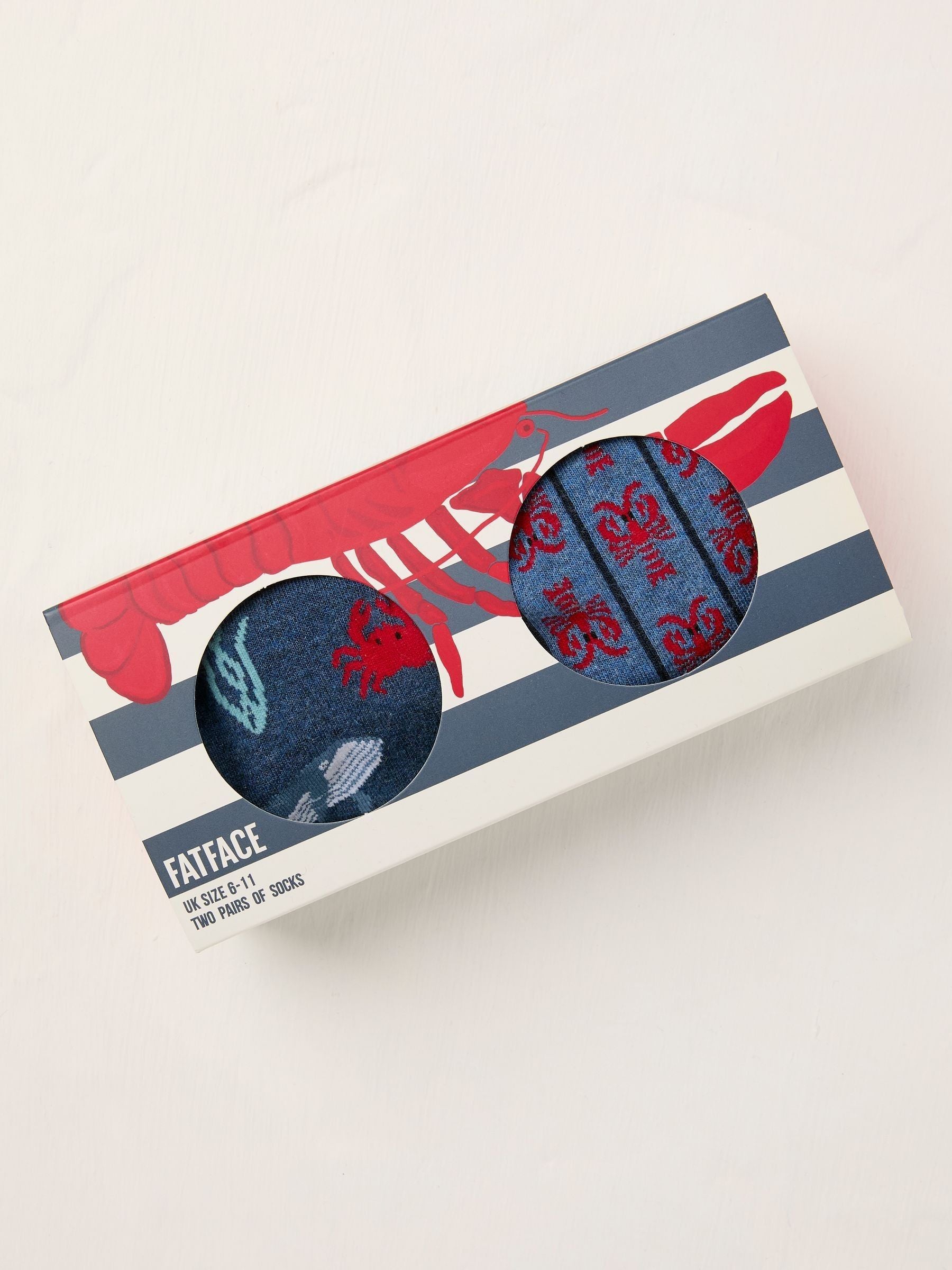 Lobster Navy 2 Pack Socks in a Box