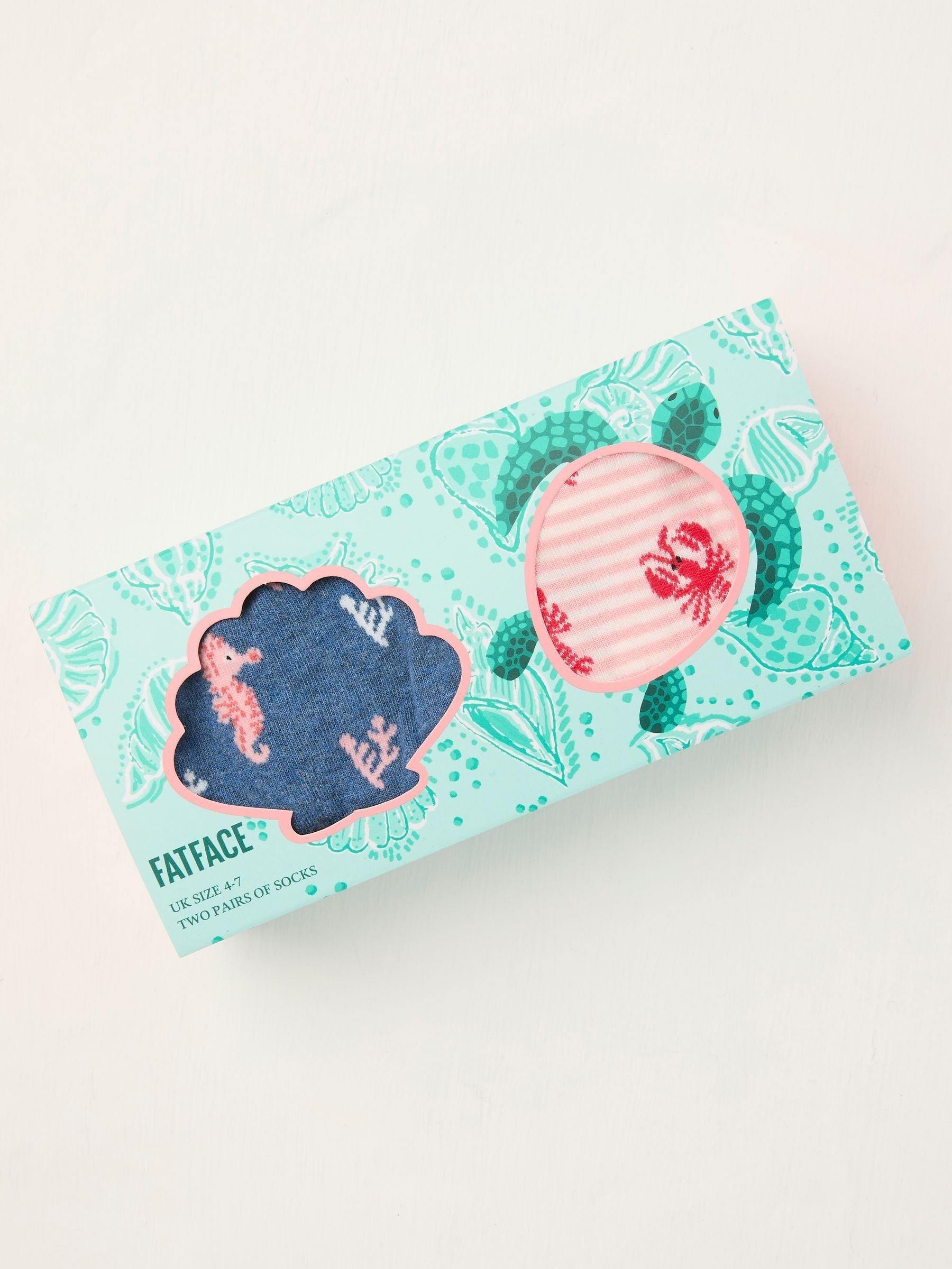 Blue 2 Pairs of Sea Life Socks in a Box