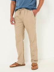Natural Cotton Linen Straight Pull on Trousers