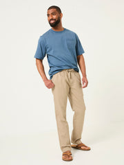 Natural Cotton Linen Straight Pull on Trousers