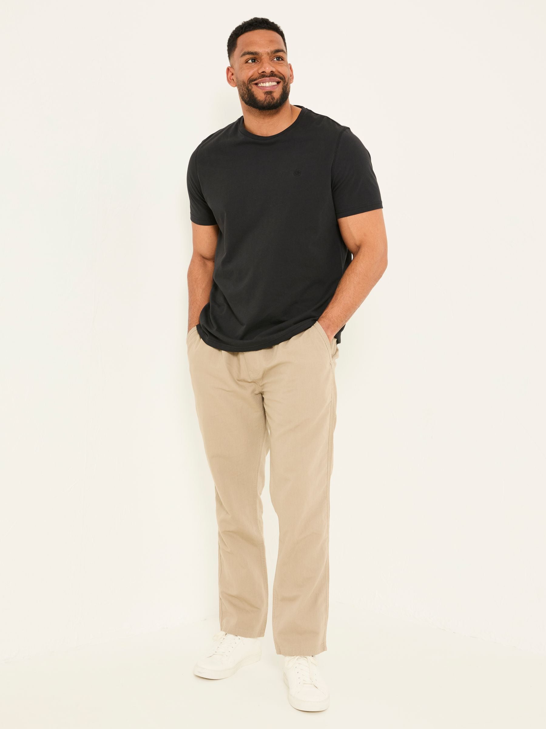 Natural Cotton Linen Straight Pull on Trousers