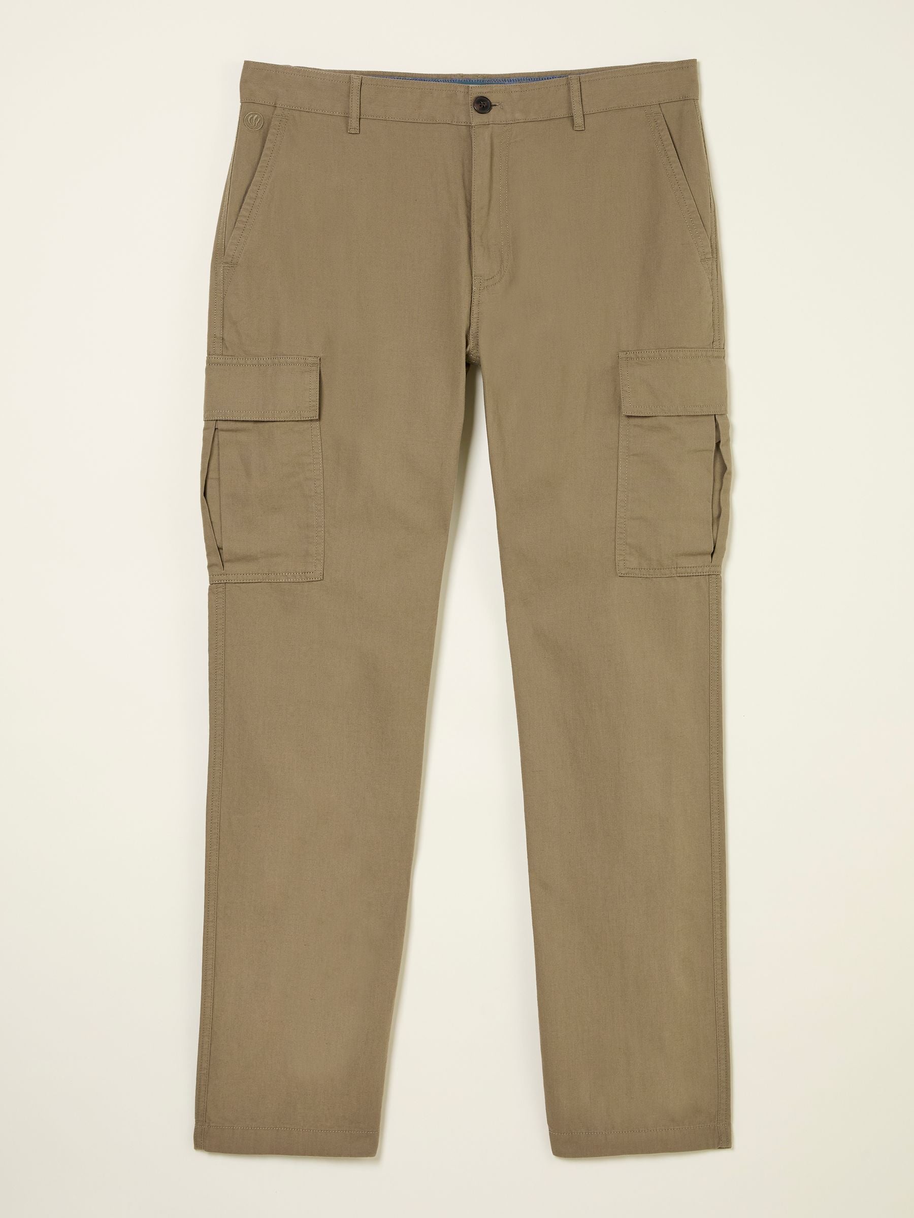 Stone Cotton Linen Cargo Trousers