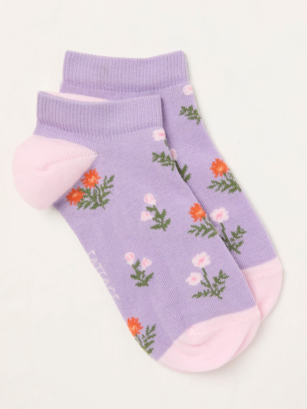 Lilac Purple Floral Trainer Socks
