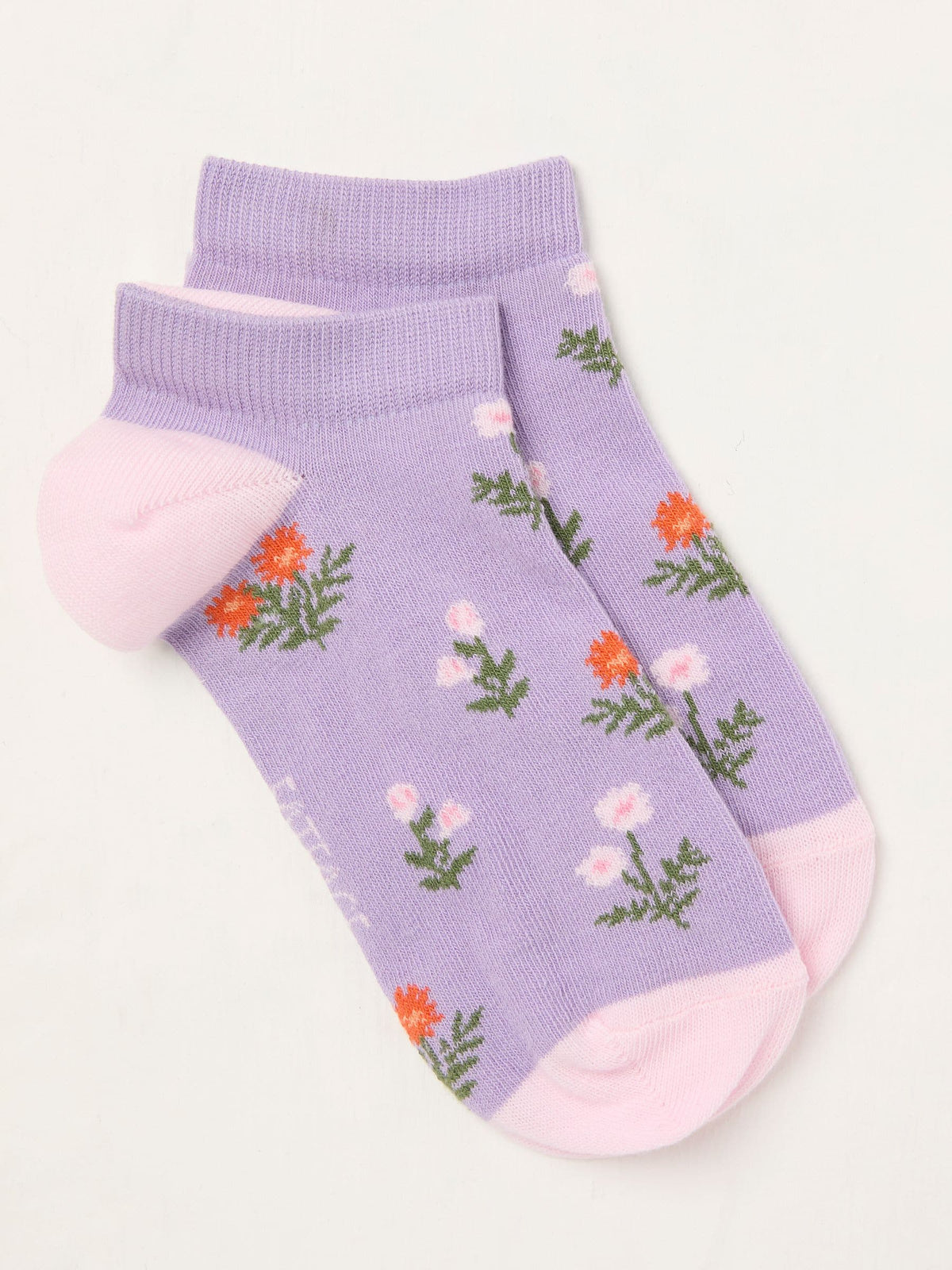 Lilac Purple Floral Trainer Socks