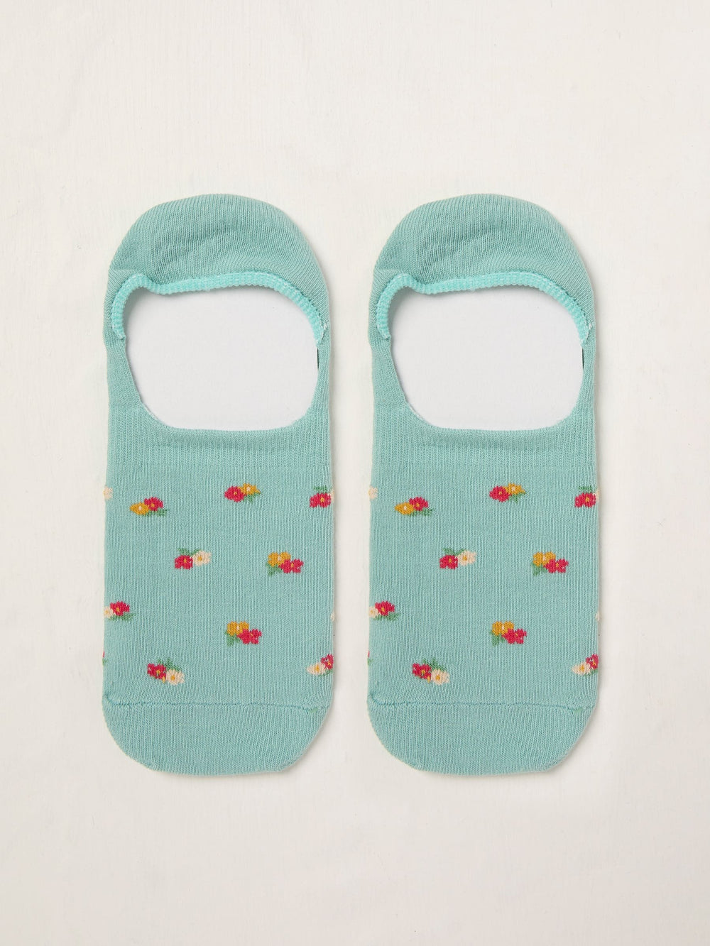 Green Floral Footsie Socks