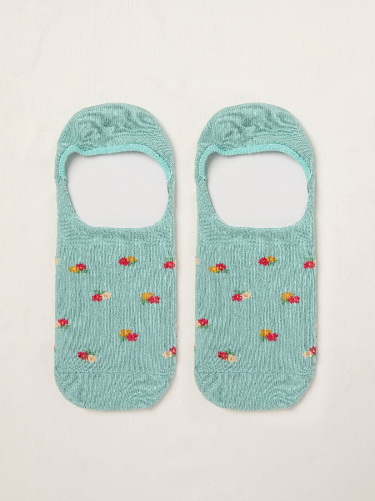 Green Floral Footsie Socks
