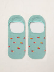 Green Floral Footsie Socks