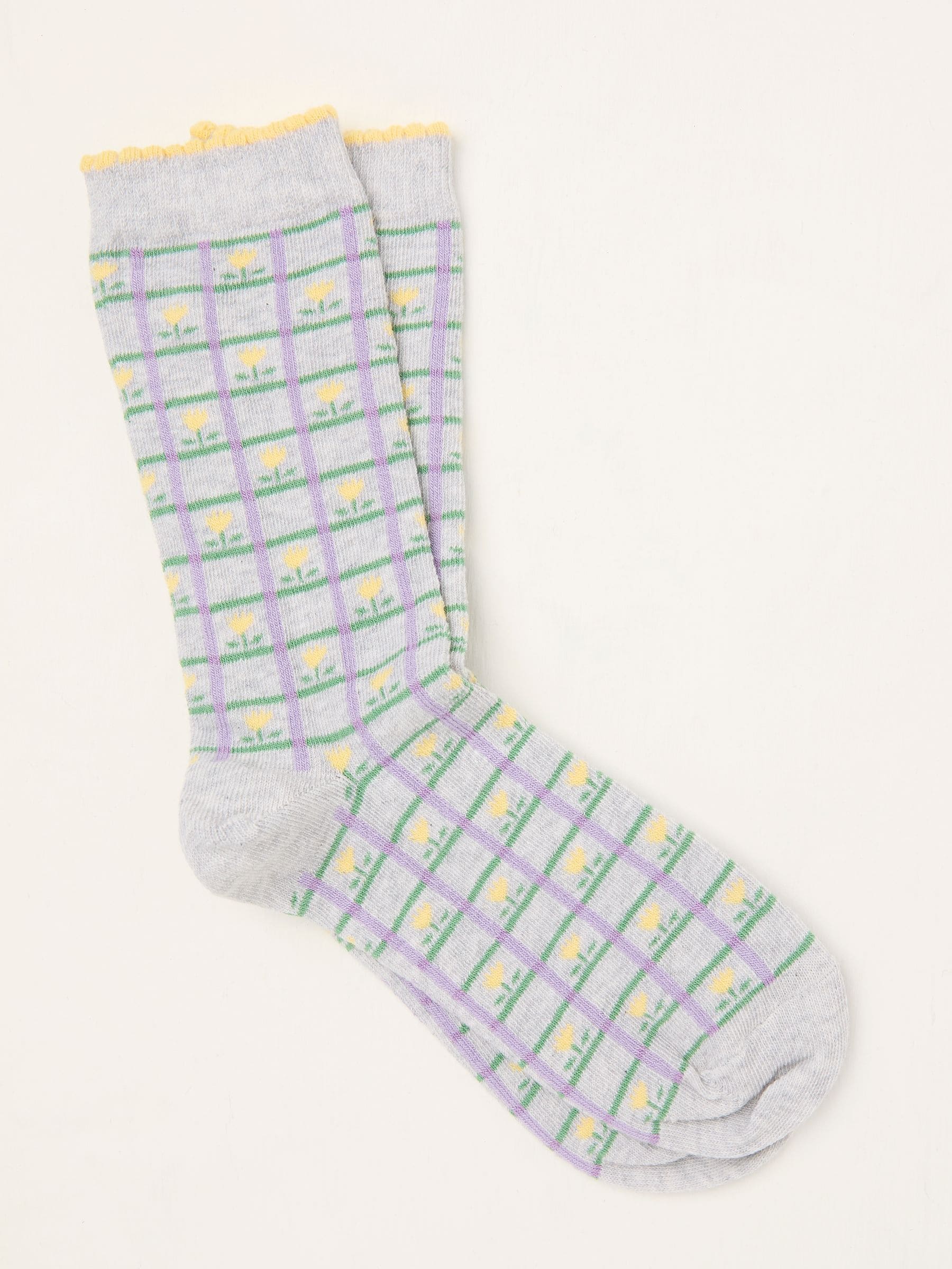 Grey Check Tulip Socks