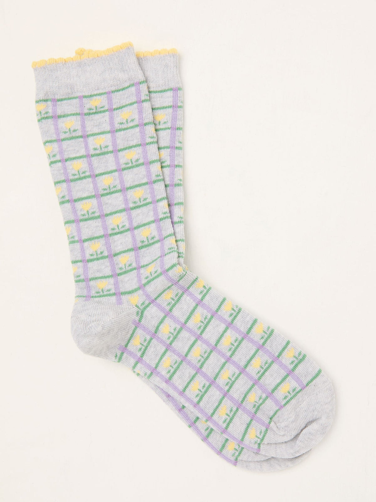 Grey Check Tulip Socks