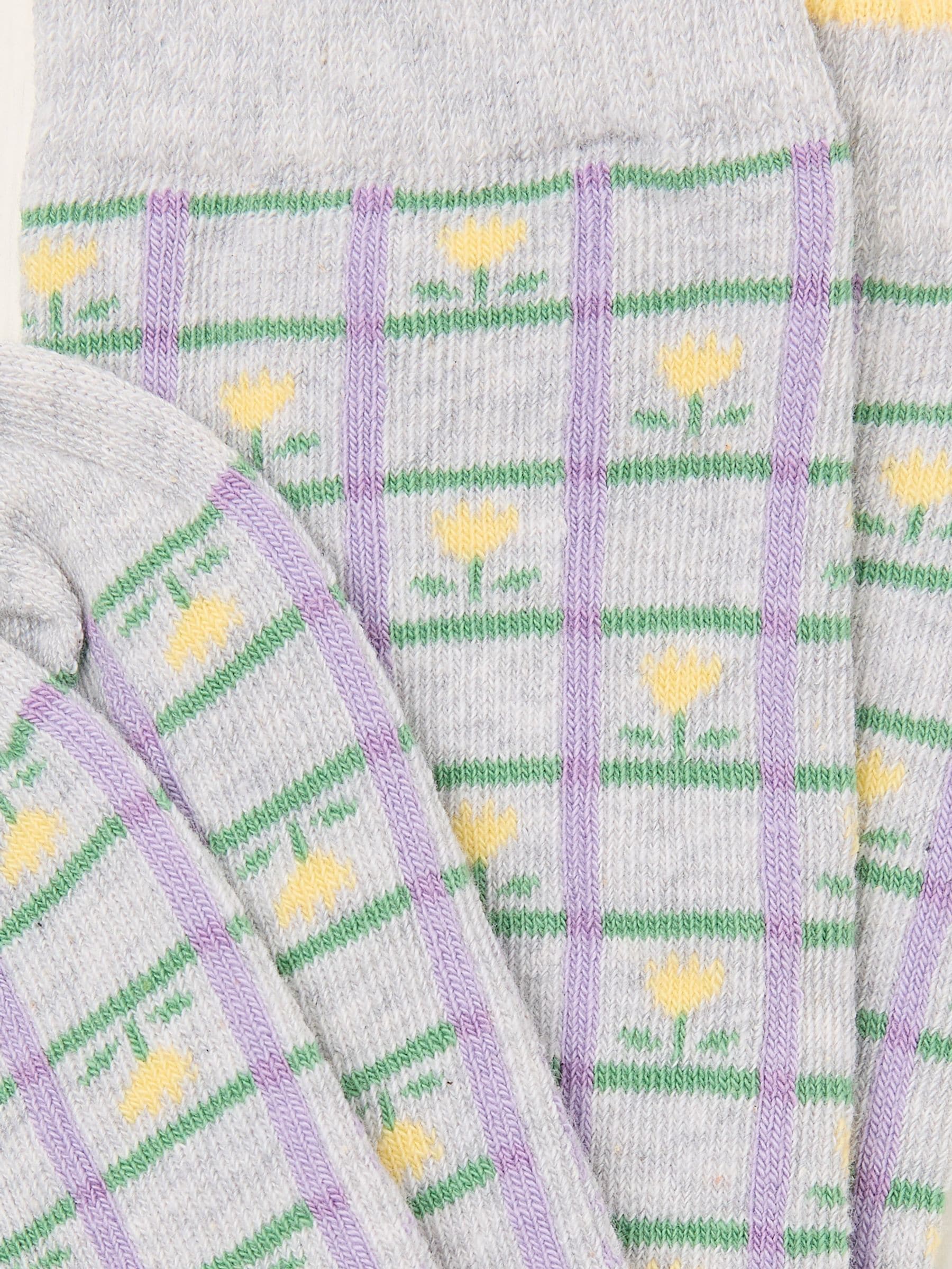 Grey Check Tulip Socks