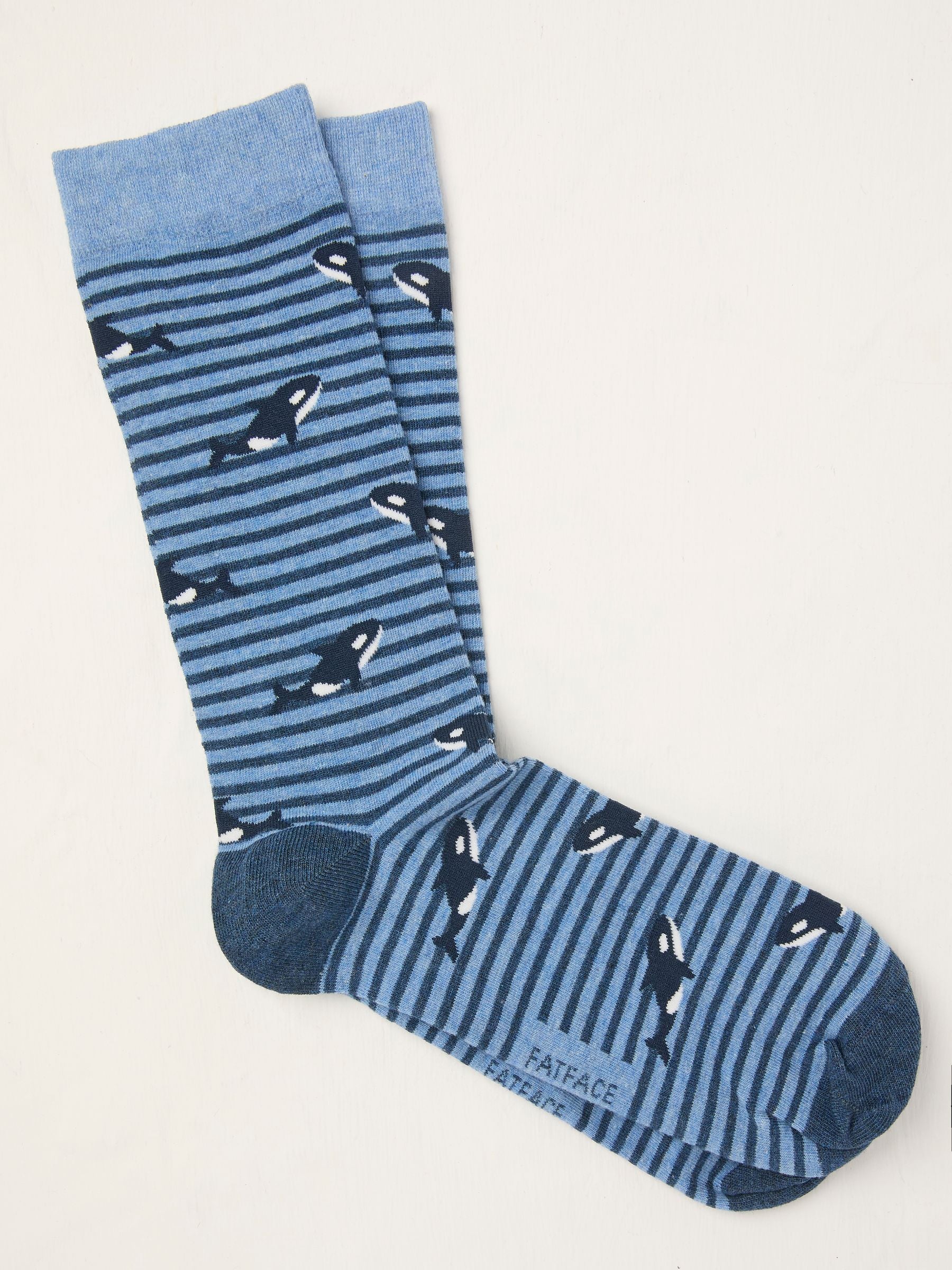 Blue Killer Whale Men's Striped Socks