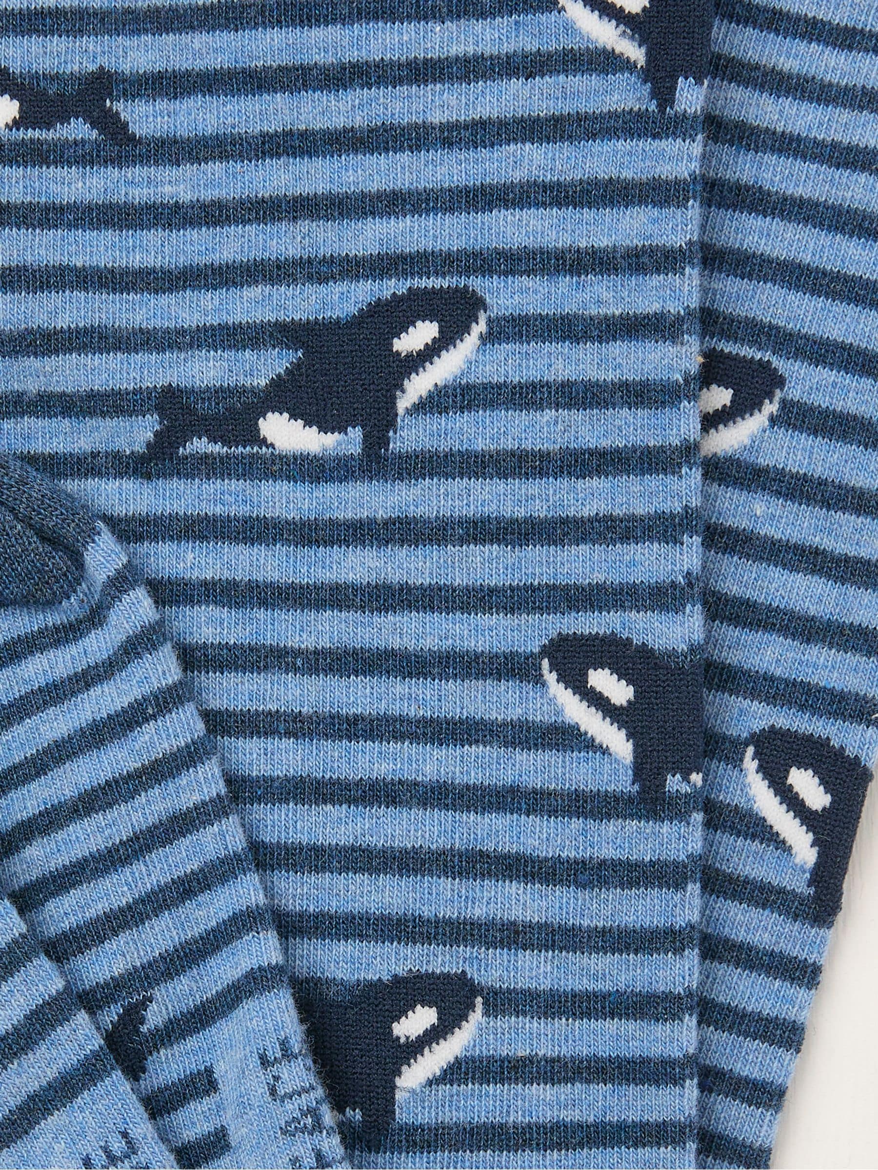 Blue Killer Whale Men's Striped Socks