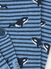 Blue Killer Whale Men's Striped Socks
