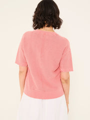 Fleur Rose Pink Laundered Knitted Henley Top