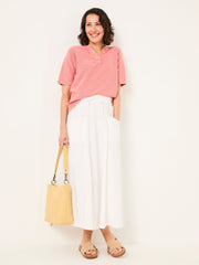 Fleur Rose Pink Laundered Knitted Henley Top