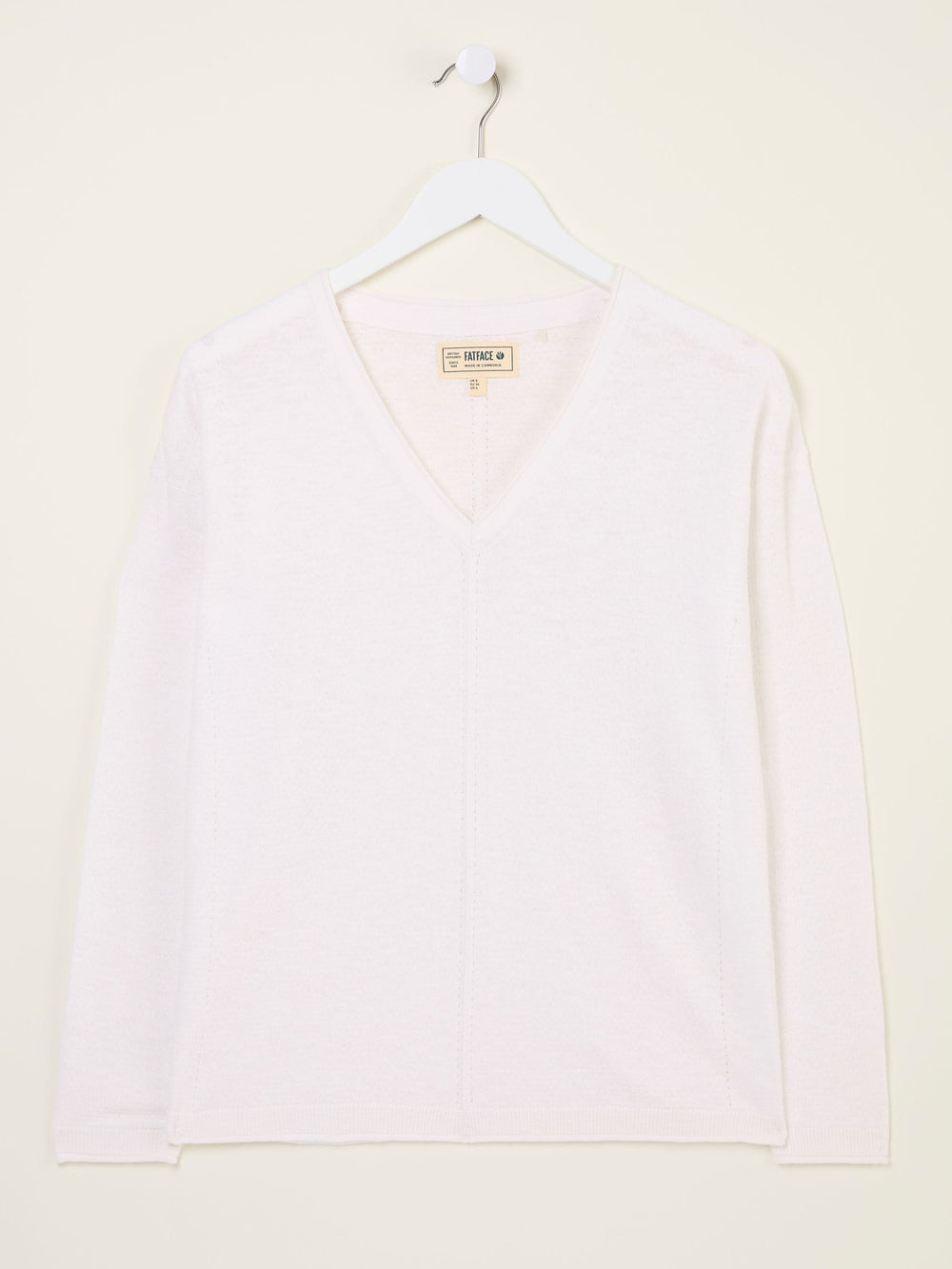 Iris White V-Neck Knitted Jumper
