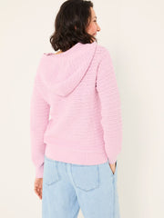 Sutton Blush Pink Textured Knitted Hoodie