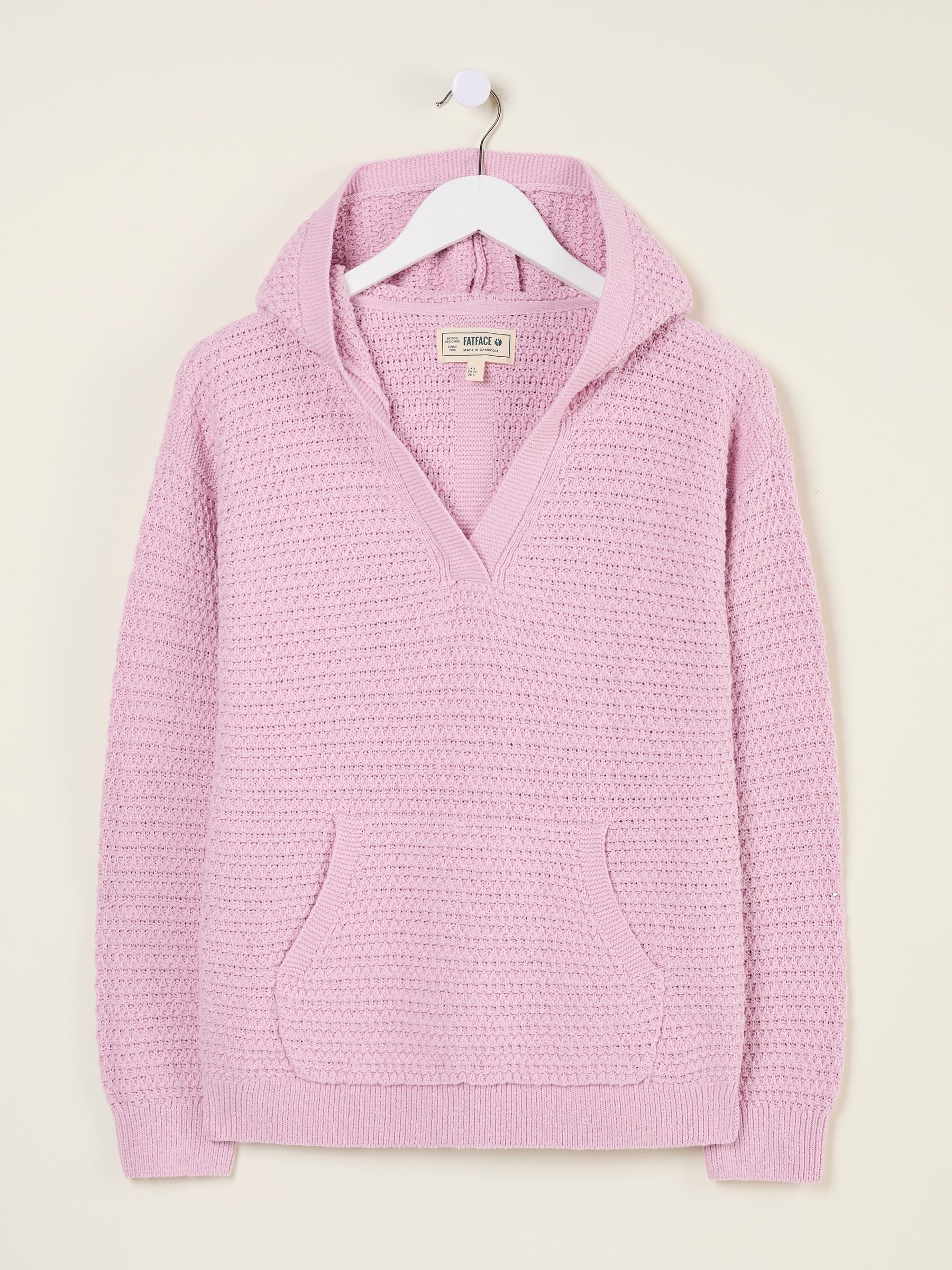Sutton Blush Pink Textured Knitted Hoodie