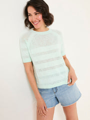 Zandra Mint Green Cotton Linen T Shirt