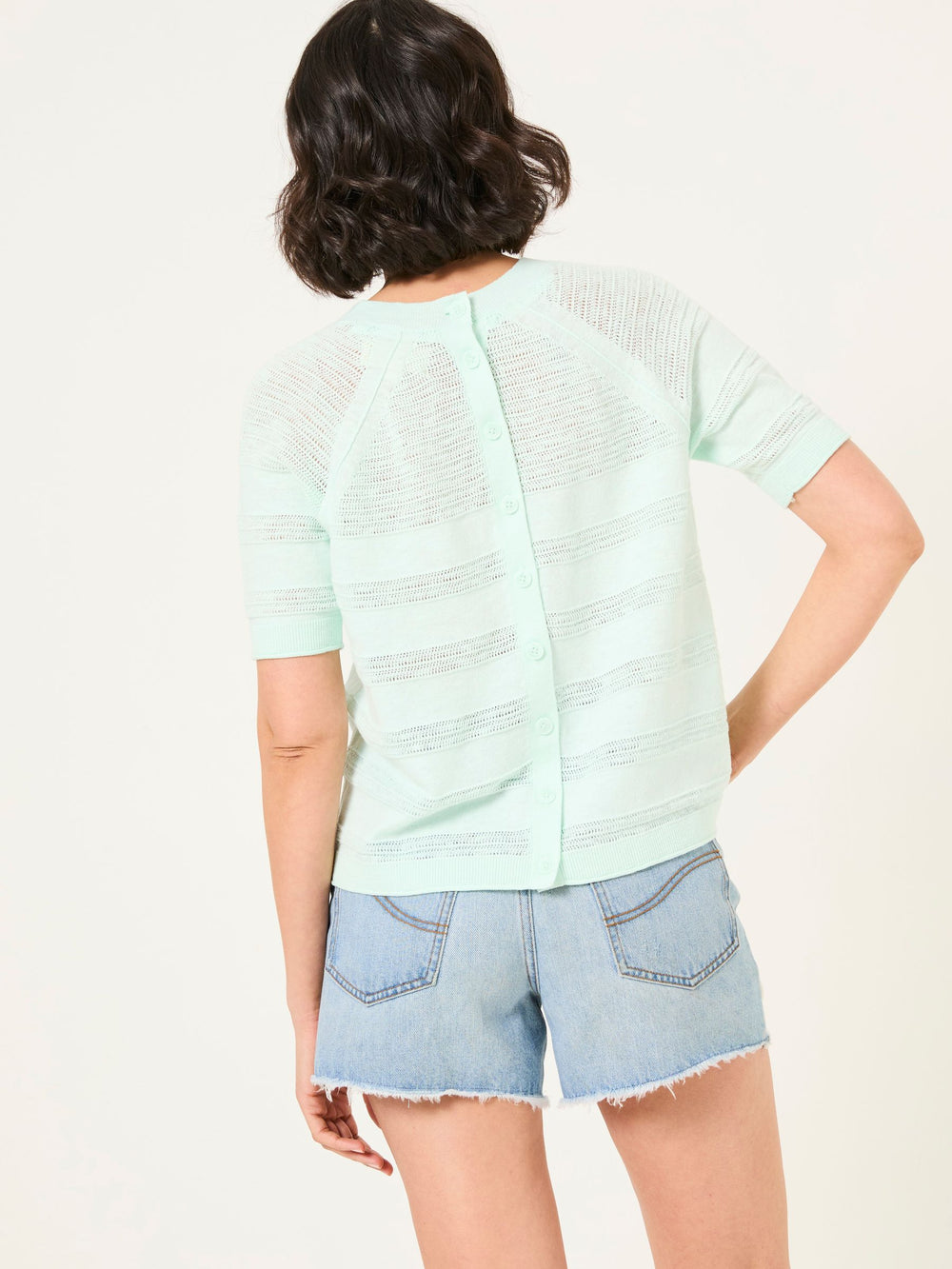 Zandra Mint Green Cotton Linen T Shirt