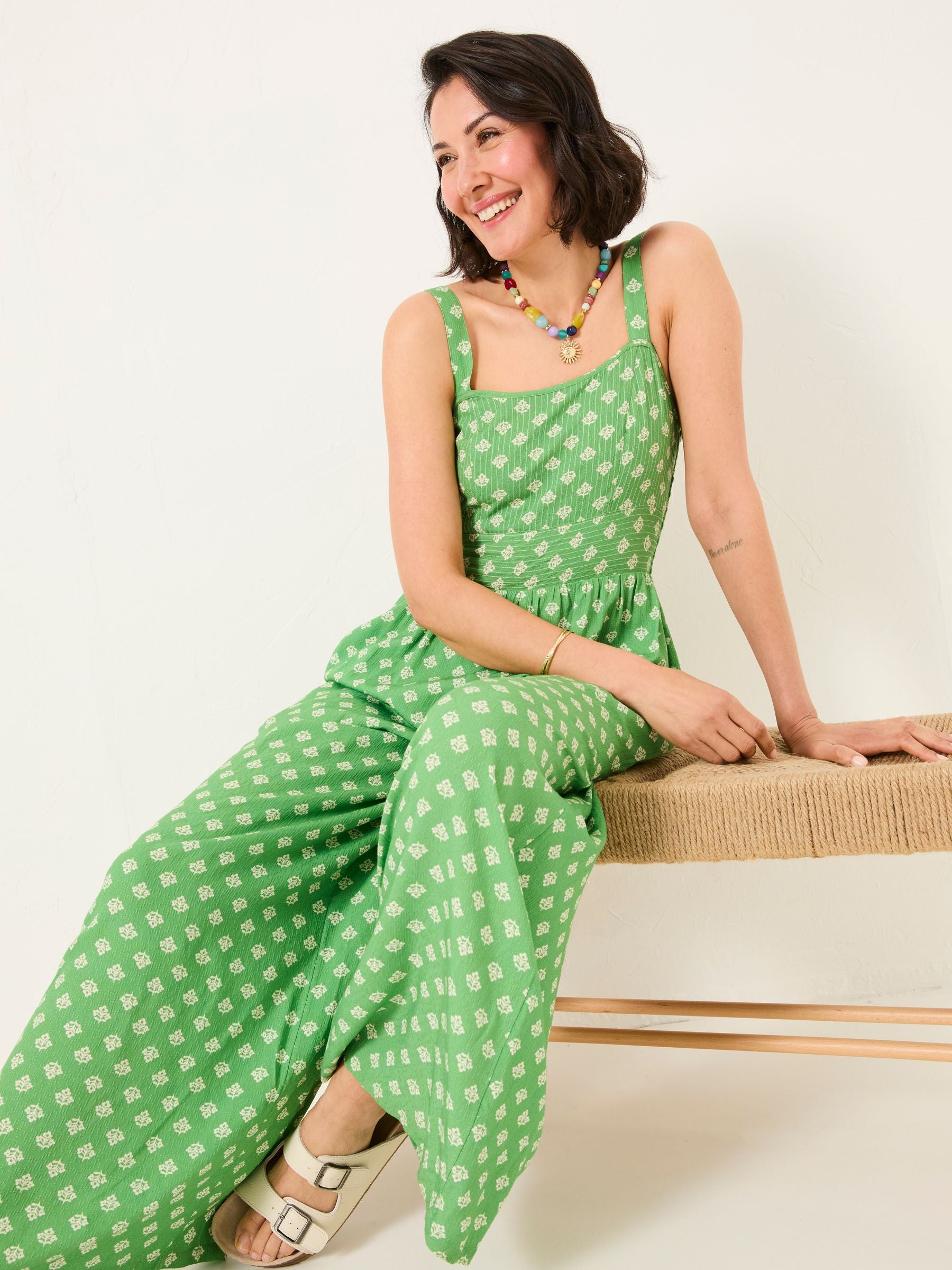 Ruby Mid Green Woodblock Ruby Jumpsuit