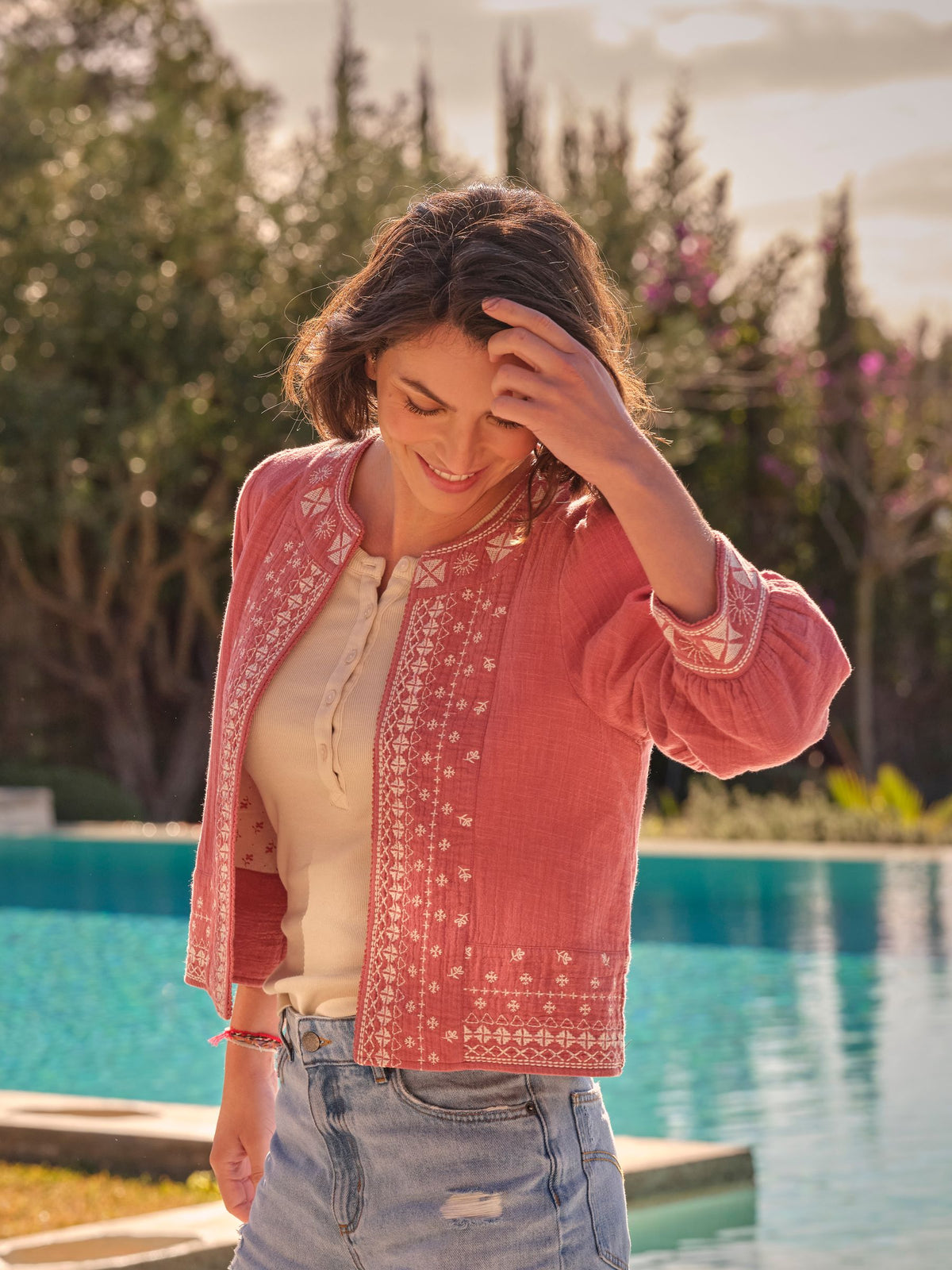 Zoe Pink Embroidered Jacket