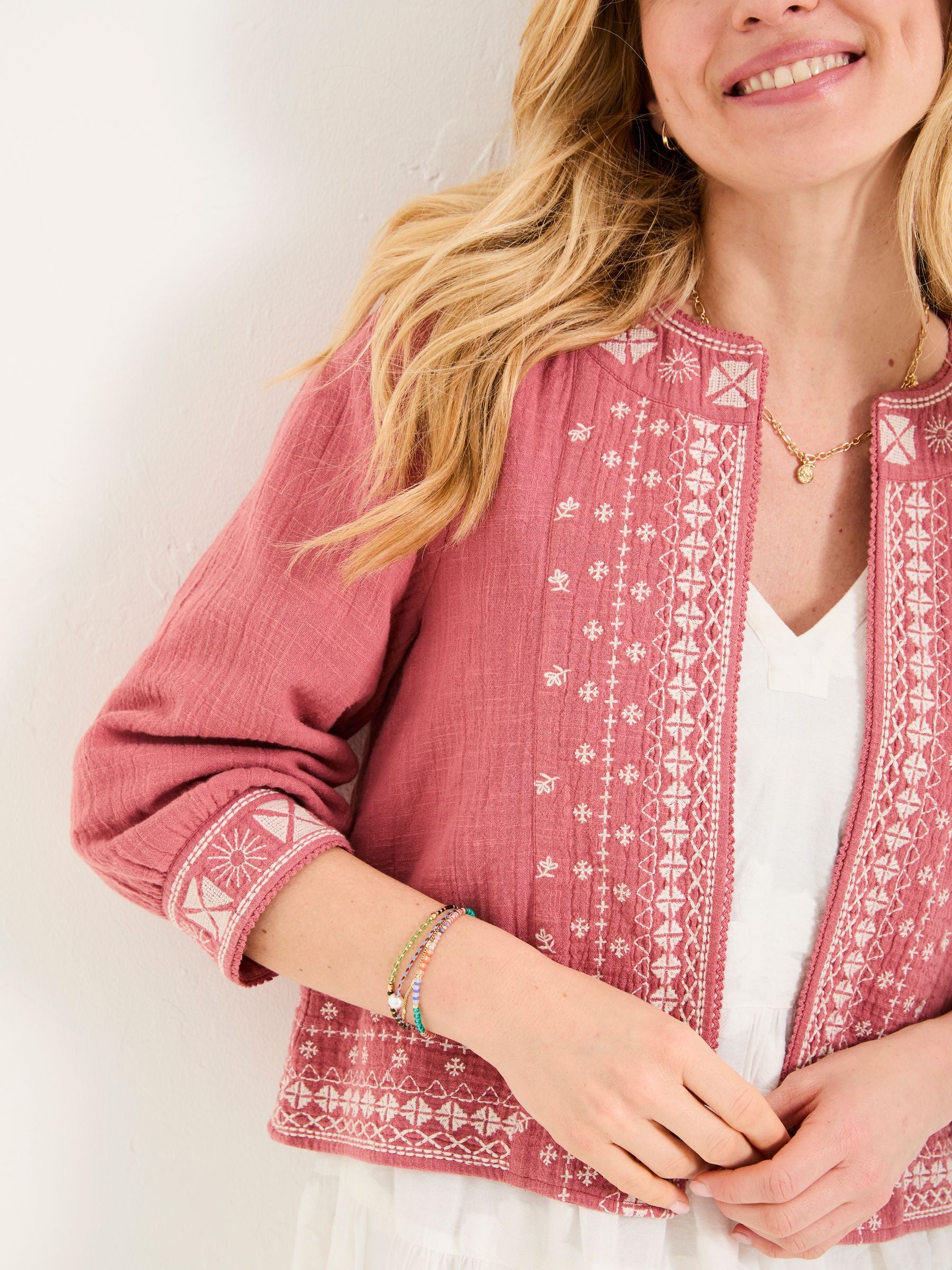 Zoe Pink Embroidered Jacket