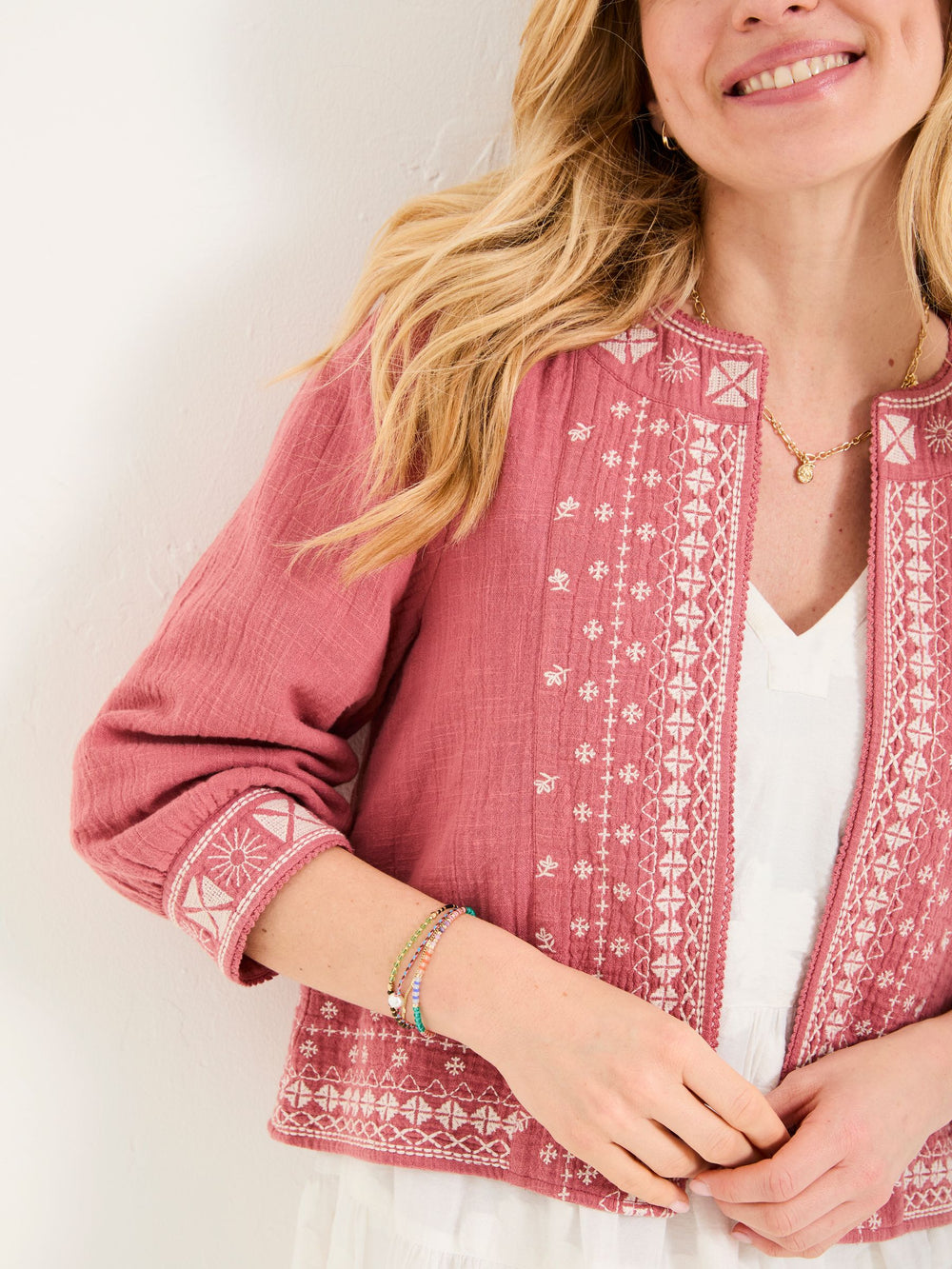 Zoe Pink Embroidered Jacket