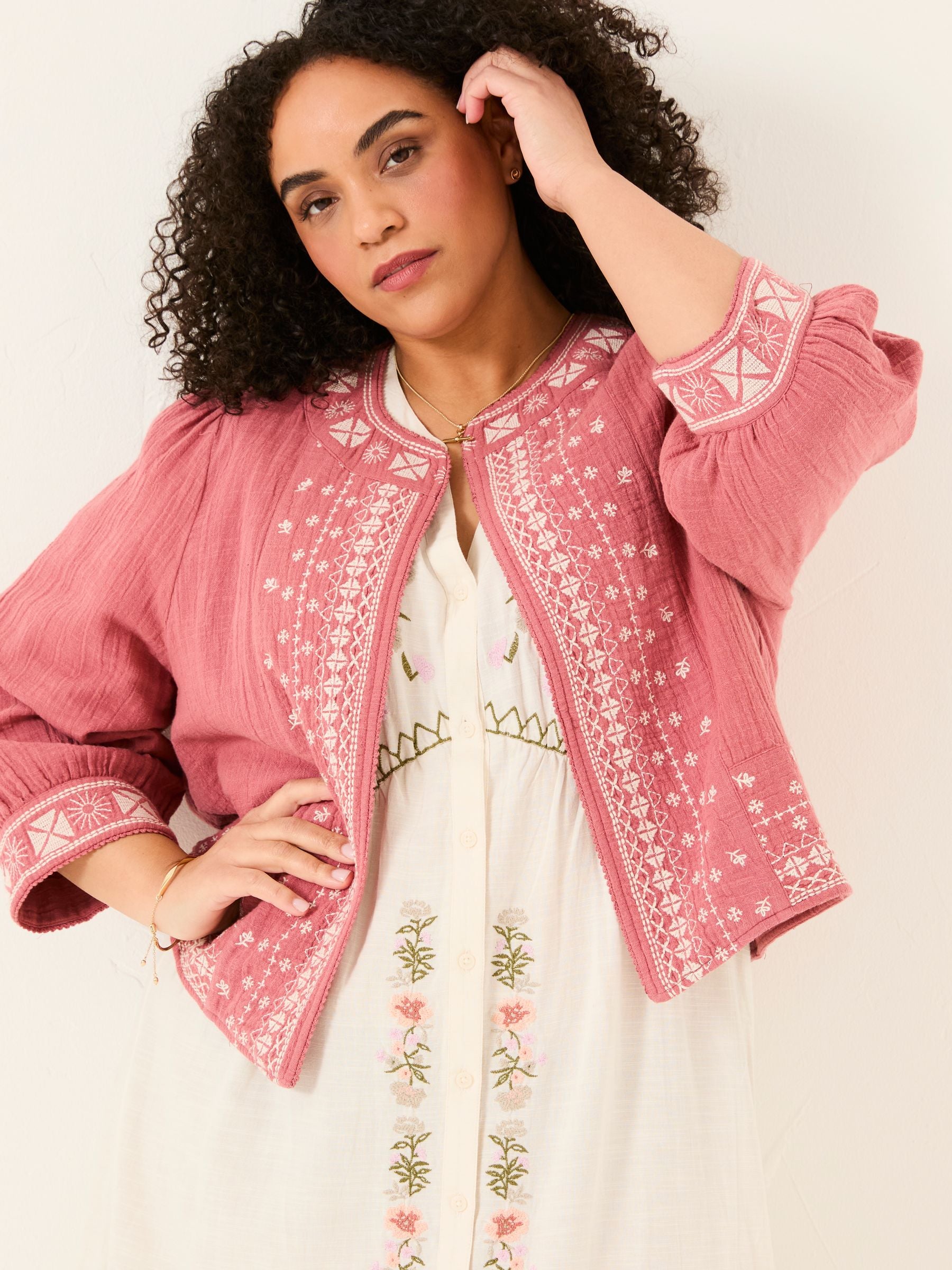 Zoe Pink Embroidered Jacket