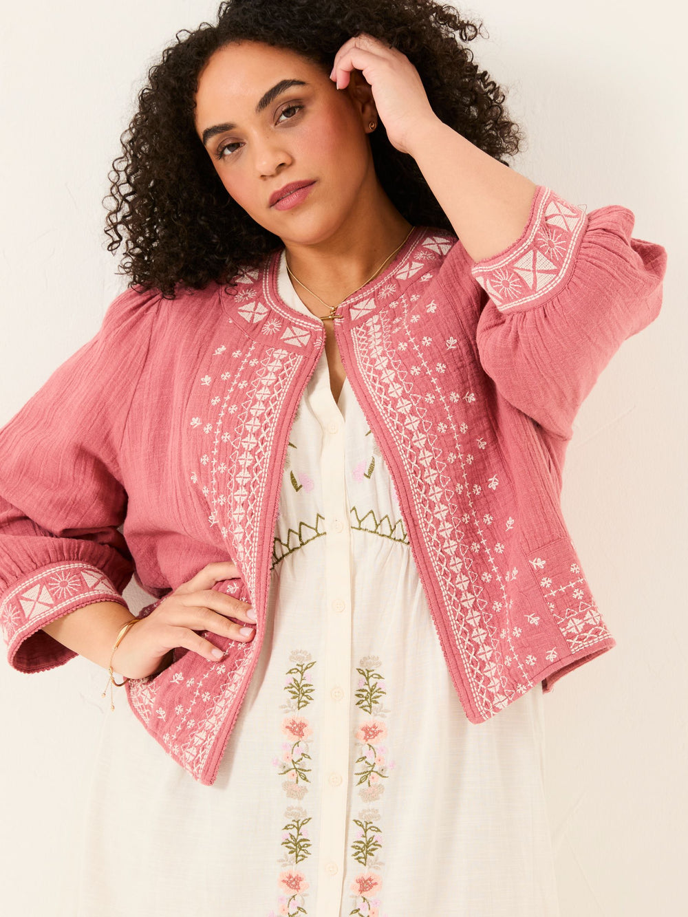 Zoe Pink Embroidered Jacket