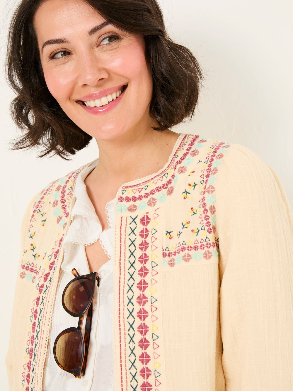 Zoe Ivory Embroidered Jacket
