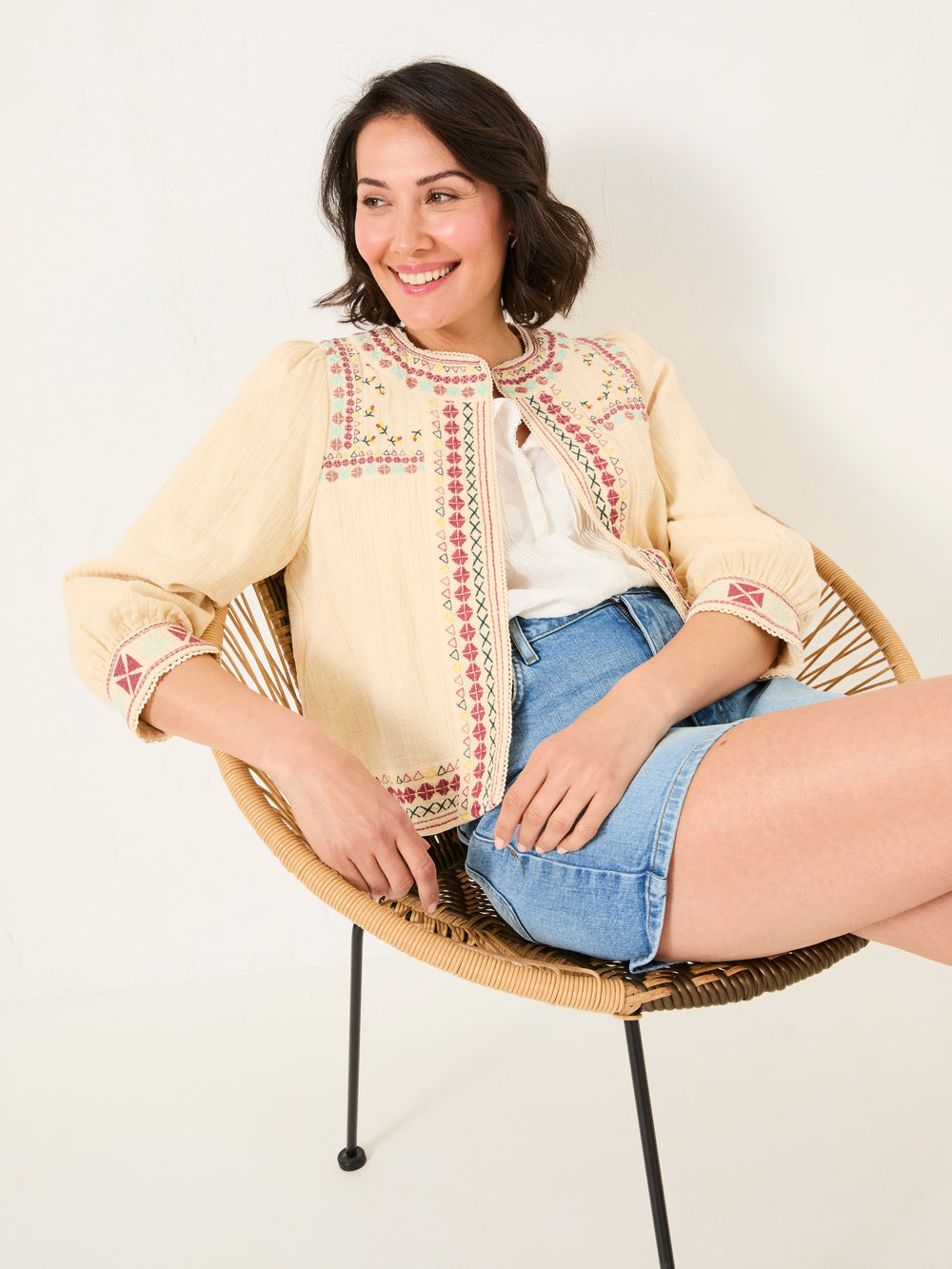 Zoe Ivory Embroidered Jacket