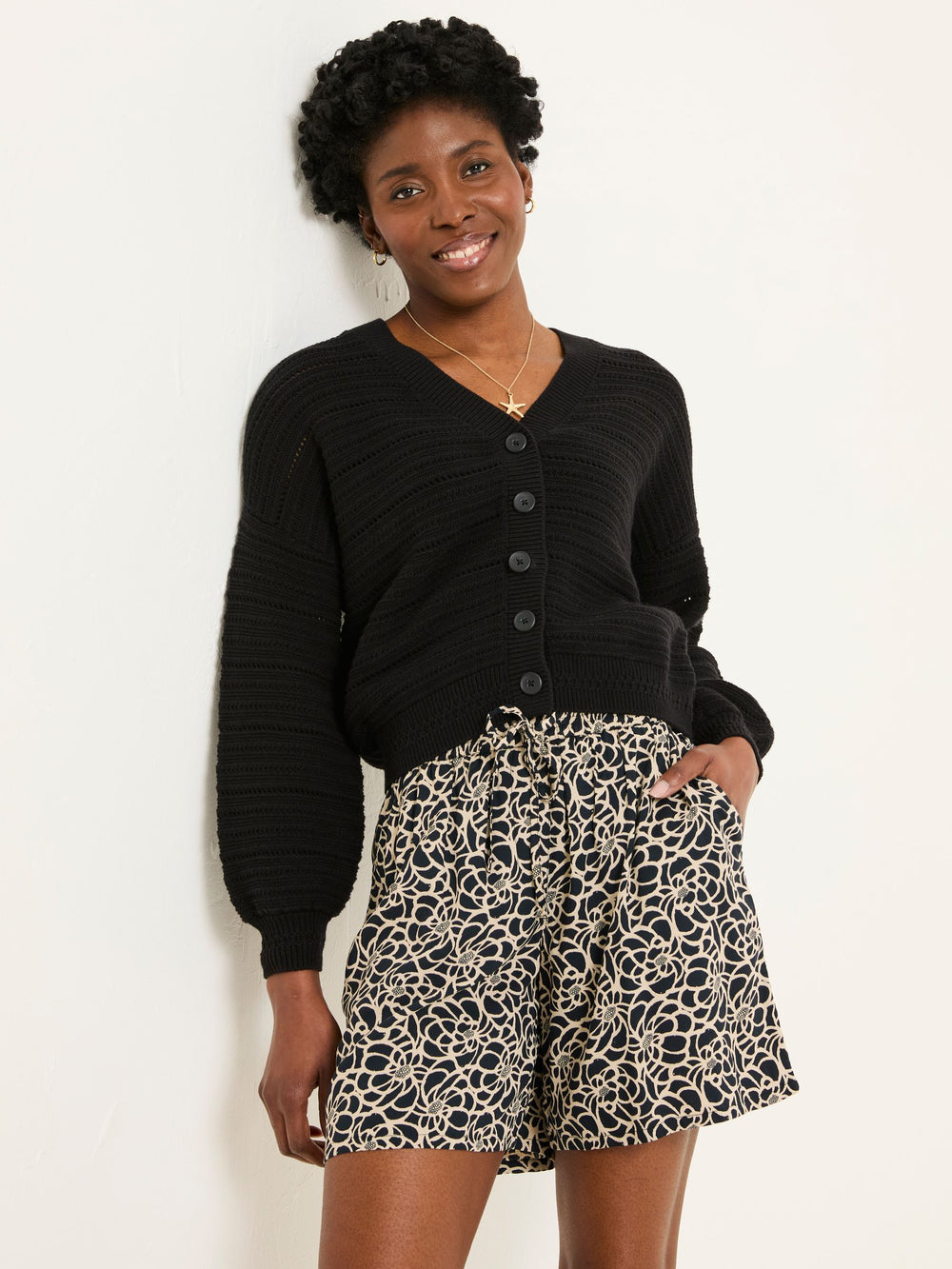 Anna Black Shibori Long Flippy Shorts