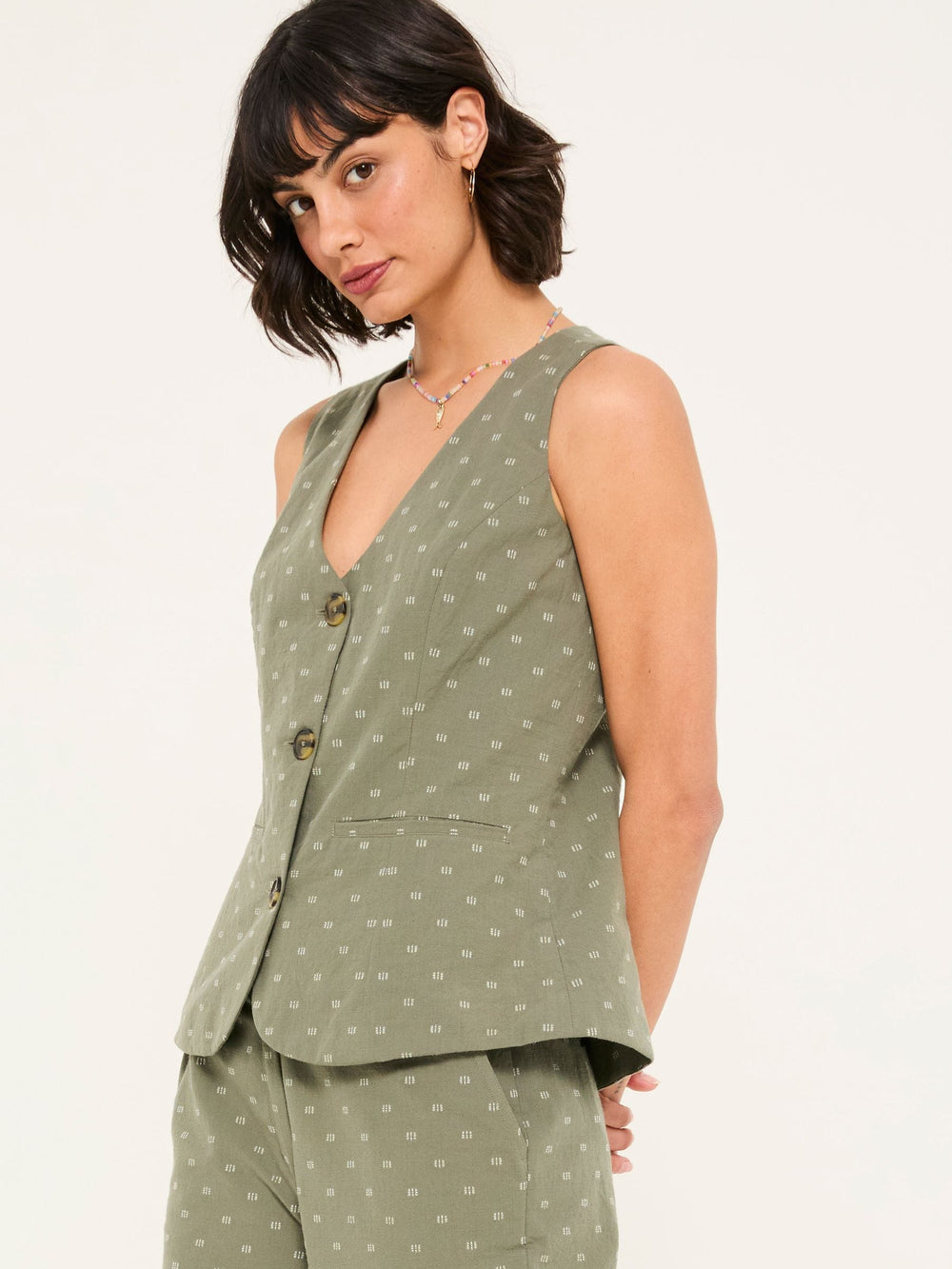 Florrie Light Green Florrie Embroidered Waistcoat