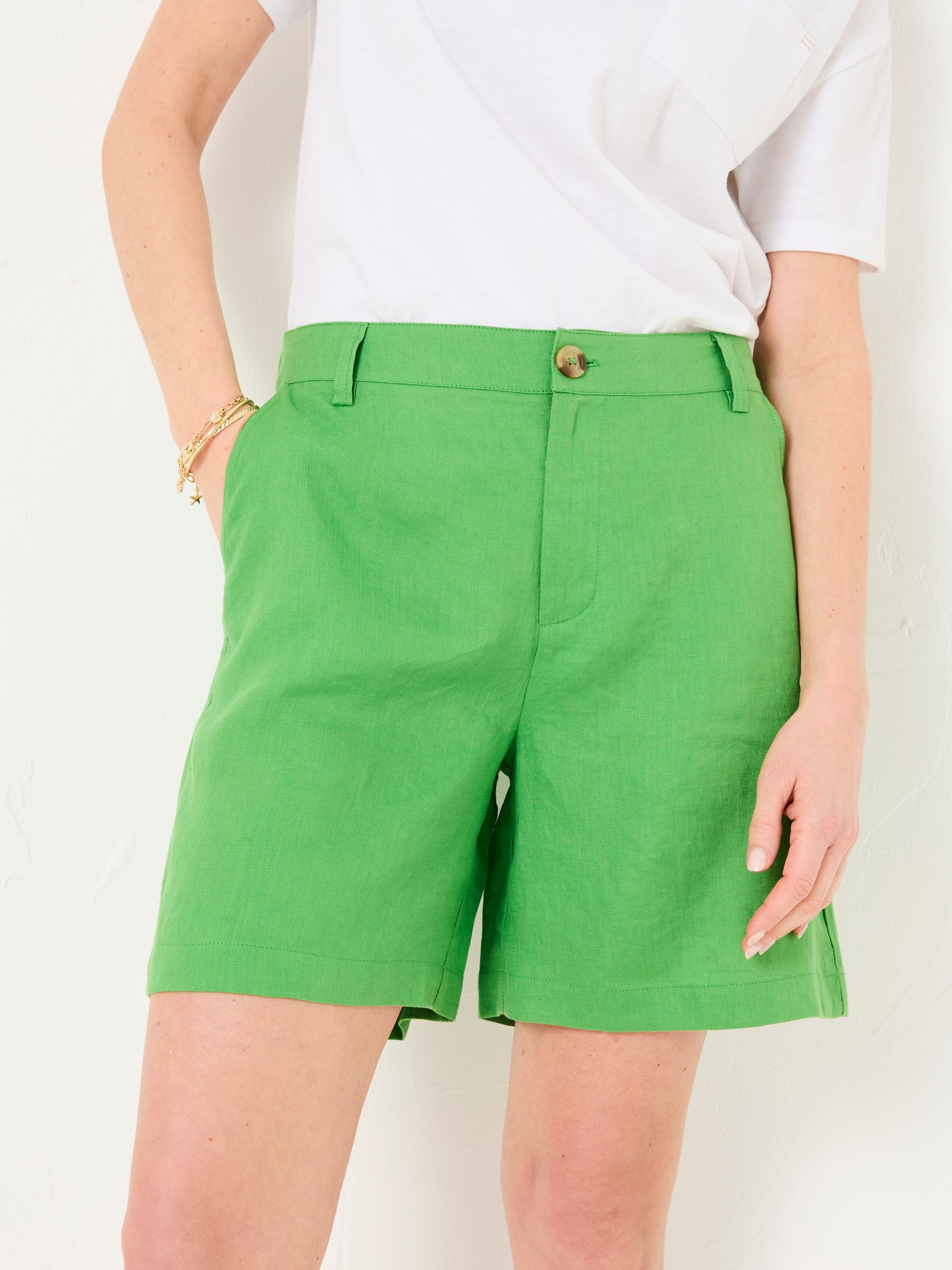 Nell Green Linen Shorts