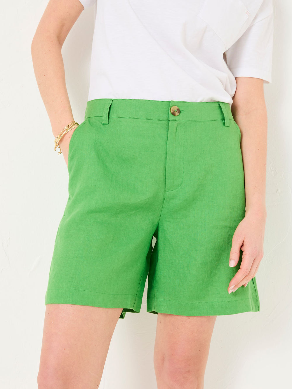 Nell Green Linen Shorts